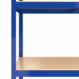 Opbergrek 5-laags 2 st staal &amp; bewerkt hout blauw