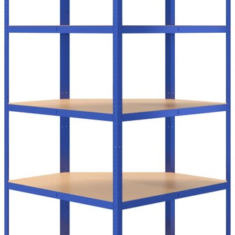 Opbergrek 5-laags 2 st staal &amp; bewerkt hout blauw
