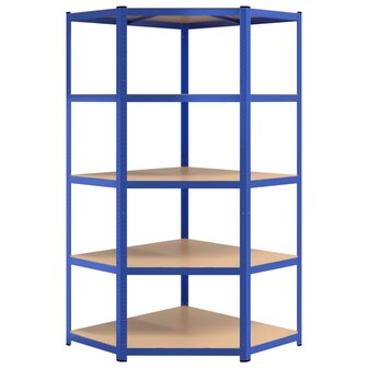 Opbergrek 5-laags 5 st staal &amp; bewerkt hout blauw