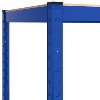 Opbergrek 5-laags 5 st staal &amp; bewerkt hout blauw