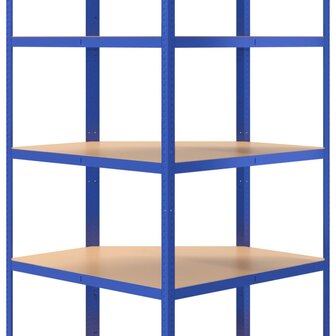 Opbergrek 5-laags 5 st staal &amp; bewerkt hout blauw