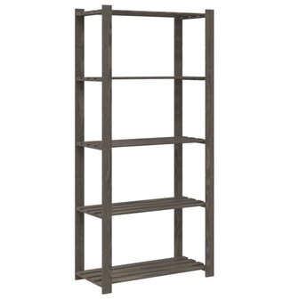 Opbergrek 5-laags 80x38x170 cm massief grenenhout grijs
