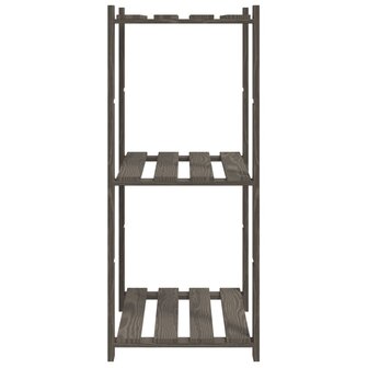 Opbergrek 3-laags 60x38x90 cm massief grenenhout grijs
