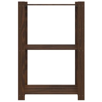 Opbergrek 3-laags 60x38x90 cm massief grenenhout bruin