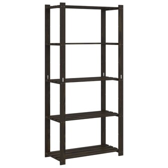 Opbergrek 5-laags 80x38x170 cm massief grenenhout zwart