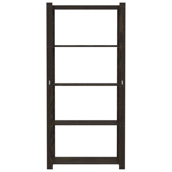 Opbergrek 5-laags 80x38x170 cm massief grenenhout zwart