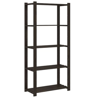 Opbergrek 5-laags 80x38x170 cm massief grenenhout zwart