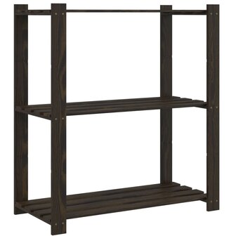 Opbergrek 3-laags 80x38x90 cm massief grenenhout zwart
