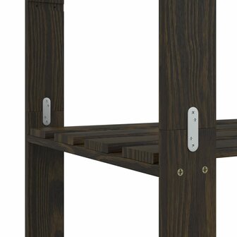 Opbergrek 3-laags 80x38x90 cm massief grenenhout zwart