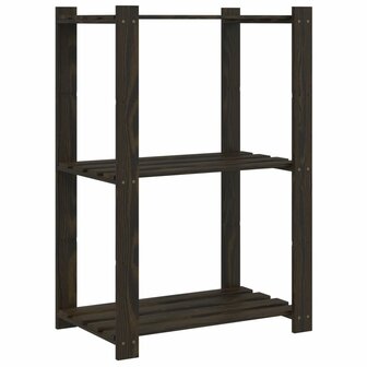 Opbergrek 3-laags 60x38x90 cm massief grenenhout zwart