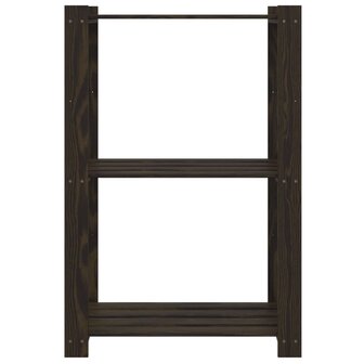 Opbergrek 3-laags 60x38x90 cm massief grenenhout zwart