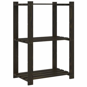 Opbergrek 3-laags 60x38x90 cm massief grenenhout zwart
