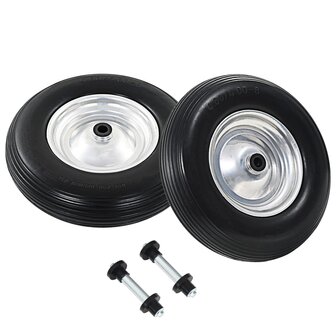 Kruiwagenwielen met assen 4,00-8 390 mm massief PU 2 st