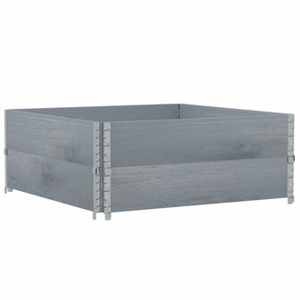 Palletopzetranden 2 st 100x100 cm massief grenenhout grijs