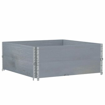 Palletopzetranden 2 st 100x100 cm massief grenenhout grijs