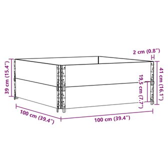 Palletopzetranden 2 st 100x100 cm massief grenenhout grijs