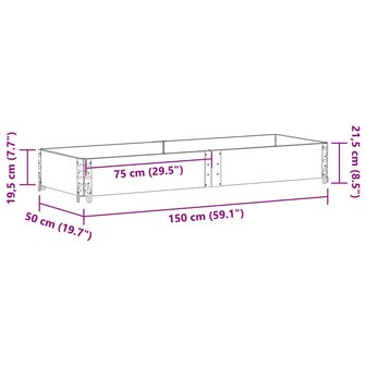 Palletopzetrand 150x50 cm massief grenenhout grijs