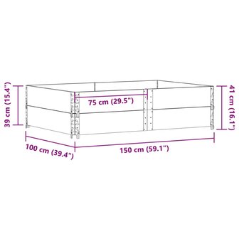 Palletopzetranden 2 st 150x100 cm massief grenenhout zwart