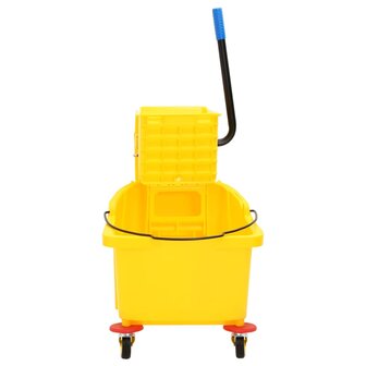 Dweilemmer met wringer en wielen 36 L polypropeen geel