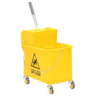 Dweilemmer met wringer en wielen 20 L polypropeen geel