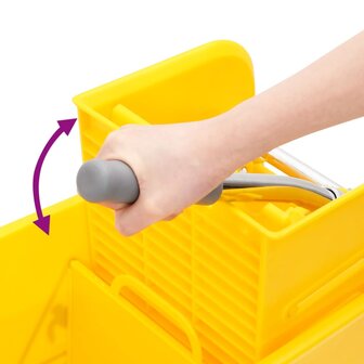 Dweilemmer met wringer en wielen 20 L polypropeen geel