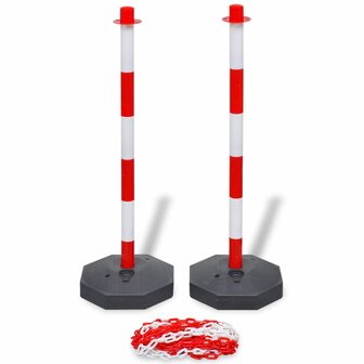 Set van 4 kettingpalen en 2 kunststof kettingen van 10 m