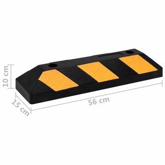 Parkeerblokken reflecterend 2 st 56x15x10 cm rubber