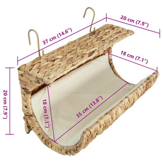 Kattenbed met kussen 37x20x20 cm waterhyacint