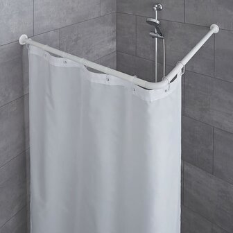 Douchegordijnstang hoek 90x90 cm wit