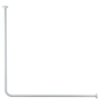 Douchegordijnstang hoek 90x90 cm wit