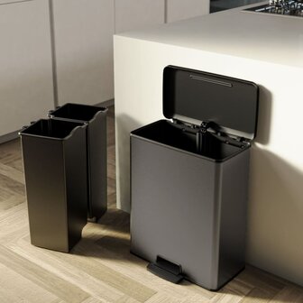 Pedaalemmer Deco duo 26+26 L koelgrijs