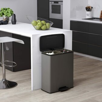 Pedaalemmer Deco duo 26+26 L koelgrijs