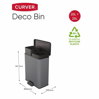 Pedaalemmer Deco duo 26+26 L koelgrijs