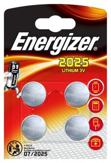 Energizer Lithium 3V Knoopcel Batterijen (Cr2025) 4 Stuks
