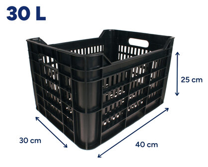 Amigo Fietskrat 30 Liter 100% Gerecycled Kunststof zwart zwart
