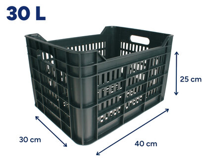 Amigo Fietskrat 30 Liter 100% Gerecycled Kunststof donkergrijs donkergrijs