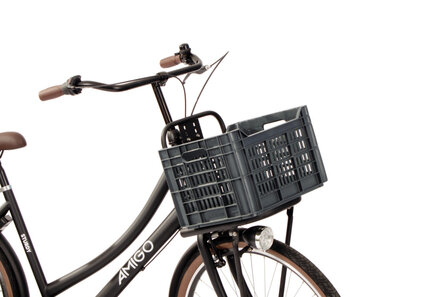Amigo Fietskrat 30 Liter 100% Gerecycled Kunststof donkergrijs donkergrijs