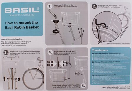 Basil Fietsmand Voor Robin 27 Liter (11219) zilver zilver