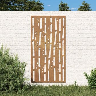 Wanddecoratie tuin bamboe-ontwerp 105x55 cm cortenstaal