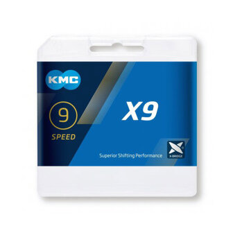Kmc X9 Fietsketting 1/2&amp;quot;-11/128&amp;quot; 114 Schakels 9V Zilvergrijs