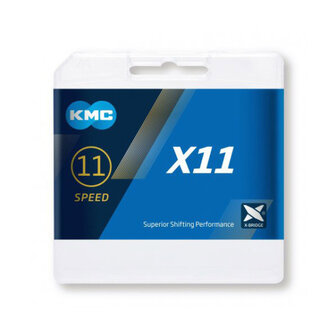 Kmc X11 Long Fietsketting 1/2&amp;quot;-11/128&amp;quot; 118 Schakels 11V Zilver/Zwart