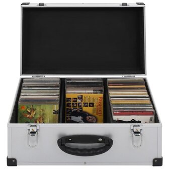 Cd-koffer voor 60 cd&#039;s aluminium ABS zilverkleurig