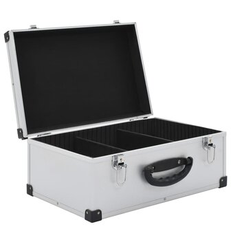 Cd-koffer voor 60 cd&#039;s aluminium ABS zilverkleurig