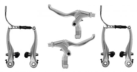 Promax Remset V-Brake Met Remgrepen Aluminium zilver zilver