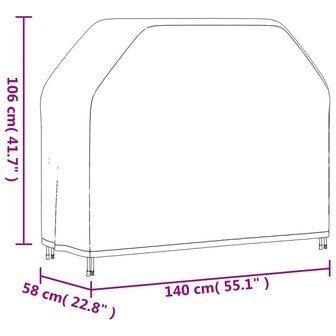 Barbecuehoes 140x58x106 cm 420D oxford zwart