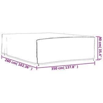 Tuinmeubelhoezen 2 st 350x260x90 cm 420D oxford stof zwart