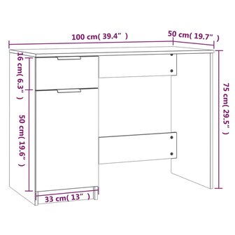 Bureau 100x50x75 cm bewerkt hout sonoma eikenkleurig