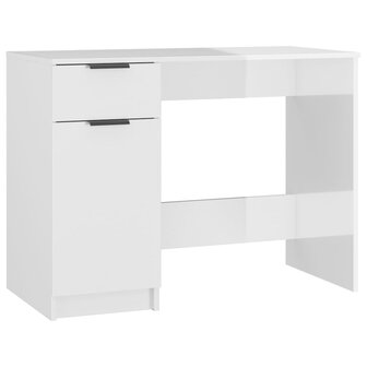 Bureau 100x50x75 cm bewerkt hout hoogglans wit