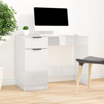 Bureau 100x50x75 cm bewerkt hout hoogglans wit