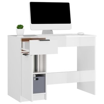 Bureau 100x50x75 cm bewerkt hout hoogglans wit